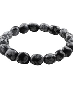 Obsidian Schneeflockenobsidian Armband 08-10 mm Nuggets aus natürlichem Edelstein