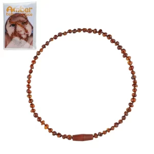 Babybernsteinkette Barockperlen dunkel aus baltischem Bernstein