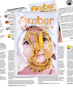 Babybernsteinkette Barockperlen hell mit Sicherheitsverschluss