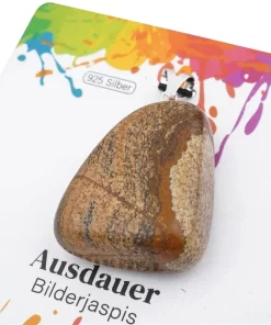 Rhodinierter Anhänger Jaspis groß