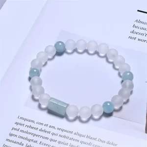 Detailaufnahme Bergkristall Aquamarin Armband 8 mm