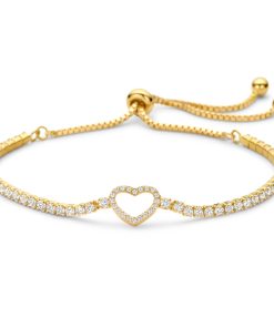 Armband mit Herz 68 Zirkonia Silber 925 vergoldet