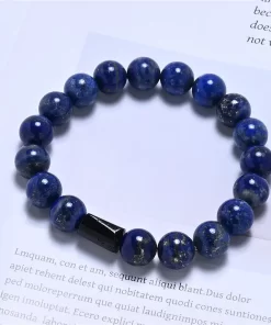 Detailaufnahme Lapis Lazuli Schörl Armband 10 mm