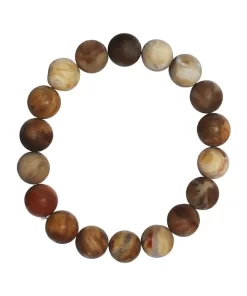 Armband versteinertes Holz 10mm Kugeln mattiert aus fossilem Naturstein