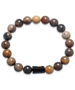 Armband versteinertes Holz Schörl 10mm Kugeln aus Naturstein