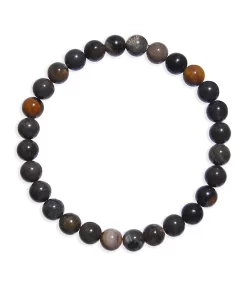 Armband versteinertes Holz schwarz 6mm Kugeln aus fossilem Naturstein