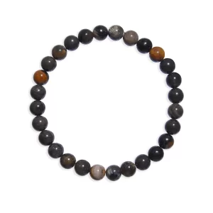 Armband versteinertes Holz schwarz 6mm Kugeln aus fossilem Naturstein