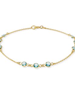 Armband Zirkonia Blau Silber 925 vergoldet – 9 Steine elegant