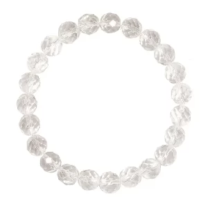 Bergkristall Armband 8mm facettiert mit klaren Edelstein Kugeln