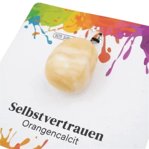 Calcit Anhänger orange groß als Trommelstein