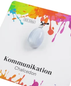 Rhodinierter Chalcedon Trommelstein-Anhänger