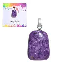 Charoit Anhänger Trommelstein klein rhodiniert