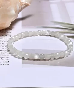 Edelsteinarmband Mondstein weiß 4mm