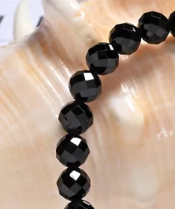 Modernes facettiertes Spinell Armband schwarz 6mm