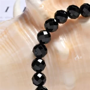 Modernes facettiertes Spinell Armband schwarz 6mm