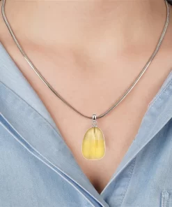 Gelber Fluorit Anhänger an Kette