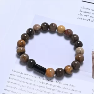 Fossil Holz Schörl Armband 10mm Unisex