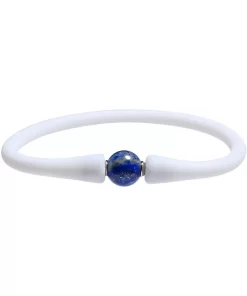 Lapis Lazuli Armband Kugel 8mm aus weißem Silikon