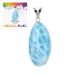 Larimar Anhänger groß rhodiniert Edelstein Schmuck