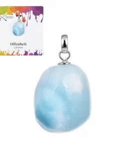 Larimar Anhänger klein rhodiniert Edelstein Schmuck