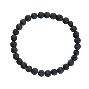 Lava Armband 6mm schwarz aus Naturstein