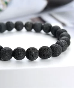 Schwarzes Edelsteinarmband aus Lava