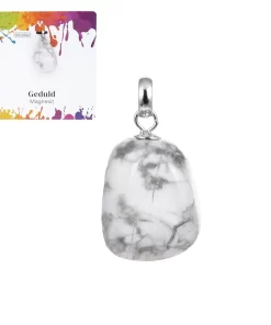 Magnesit Anhänger klein rhodiniert Edelstein‑Schmuck