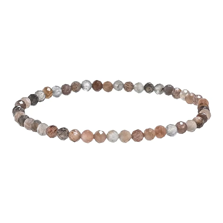 Mondstein Armband 4mm facettiert bunt – Edelstein Kugelarmband
