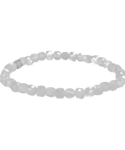 Mondstein Armband weiß 4mm facettiert mit Würfeln