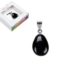 Obsidian Anhänger schwarzer Trommelstein 3cm
