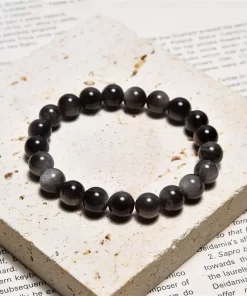 Obsidian Silberglanz Armband 8mm