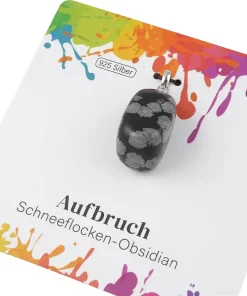 Schneeflocken Obsidian Anhänger rhodiniert