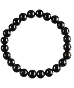 Schörl Armband 8mm Kugeln stabilisiert aus schwarzem Turmalin