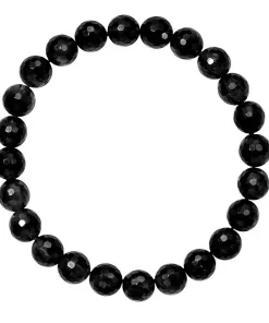 Schörl Armband 8mm mit facettierten schwarzen Turmalin Kugeln