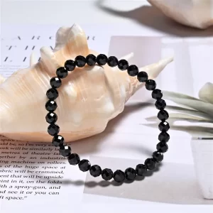 Elastisches Spinell Armband schwarz mit 6mm Kugeln