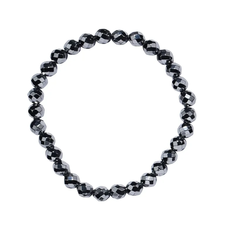 Silizium Armband 6mm facettiert mit synthetischen Kugeln