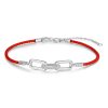 Textilarmband rot Silber 925 rhodiniert