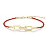 Textilarmband rot Silber 925 vergoldet