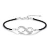 Textilarmband schwarz Infinity Silber 925 rhodiniert