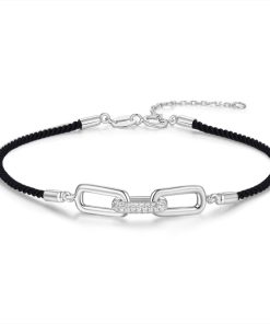 Textilarmband schwarz Silber 925 rhodiniert mit Zirkonia