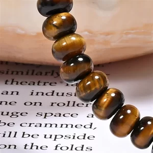 Modernes Tigerauge Armband gold 4x6mm Button