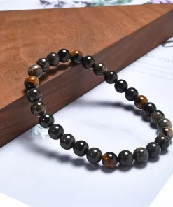 Versteinertes Holz Armband schwarz 6mm