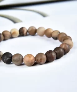 Versteinertes Holz Armband 8mm mattierte Kugeln
