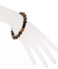Versteinertes Holz Schörl Armband 10mm polierte Kugeln