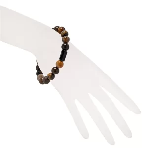 Versteinertes Holz Schörl Armband 10mm polierte Kugeln