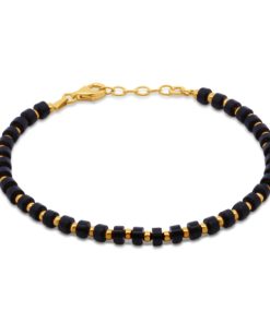 Detail schwarzer Achat vergoldetes Armband