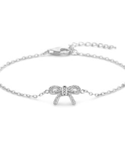 Armband Schleife Zirkonia Silber 925 rhodiniert – 29 funkelnde Steine