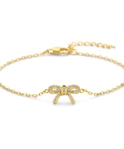 Armband Schleife Zirkonia Silber 925 vergoldet – 29 funkelnde Steine