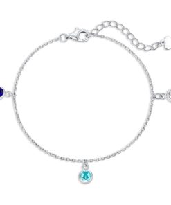Armband Zirkonia Weiß Hellblau Blau Silber 925 rhodiniert – 3 funkelnde Steine