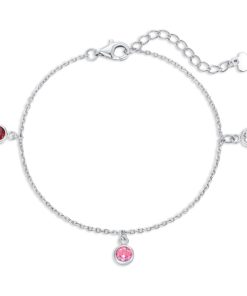Armband Zirkonia Weiß Rosa Rot Silber 925 rhodiniert – 3 funkelnde Steine